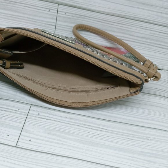 Nine West Monogram Floral Butterfly Wristlet Wallet - Picture 8 of 11